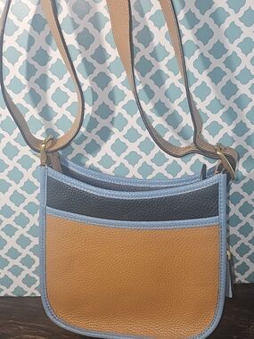Coach Leather Colorblock Crossbody Bag - Blue, Tan, Black